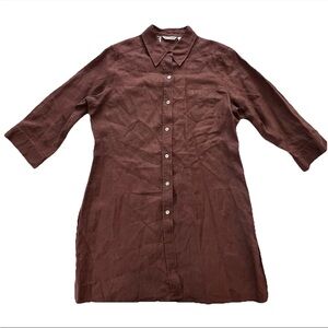 Richard Malcolm Irish Linen Button Front Tunic Top Women’s L Brown Quiet Luxury